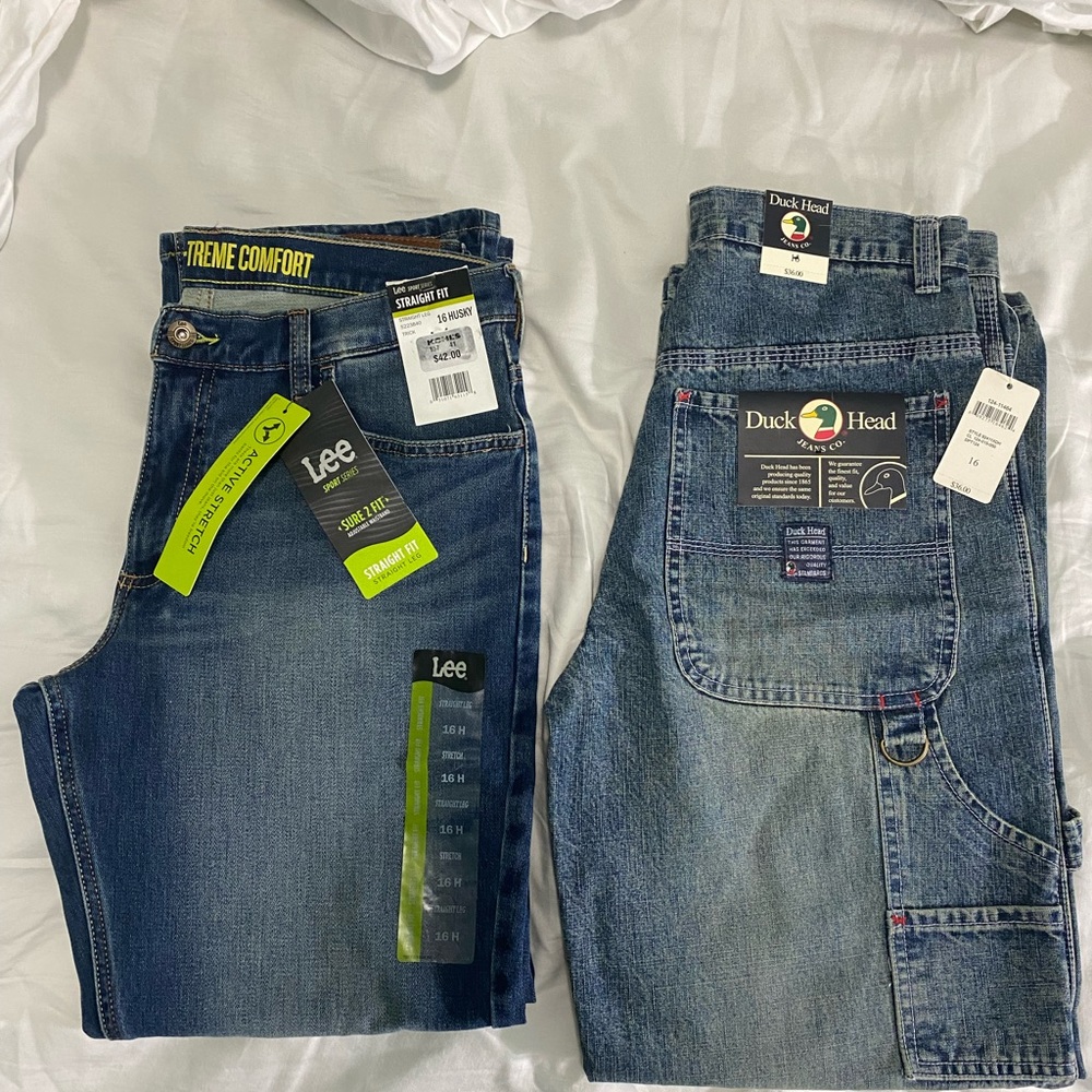 Lee and Duck Head boys jeans brand new
